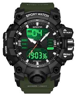 findtime Digitale Herren-Armbanduhr für Herren, Sport, taktische Uhr, Outdoor, Militär, großes Zifferblatt, 5 ATM wasserdicht, Stoppuhr, Countdown-Alarm, LED-Hintergrundbeleuchtung, stoßfeste Uhren von findtime