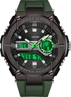 findtime Digitaluhr Herren Sport Militär Uhren Männer 5ATM Wasserdicht Herenuhr Elektronisch mit Timer Alarm Dualzeit Tactical Watch Outdoor Armbanduhren Groß Beleuchtung Uhr von findtime