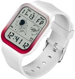 findtime Digitaluhr Unisex Rechteckige Armbanduhr für Herren Damen Weiß Sport Digital Wasserdicht 5ATM Silikonband Modische Coole Design Elektronische Uhren von findtime