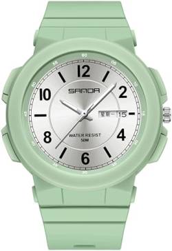 findtime Grün Damen Uhren Analog Quarz Armbanduhr mit Datum Tag Anzeig Minimalistisch Damenuhr Wasserdicht für Frauen Student Mädchen Junge von findtime