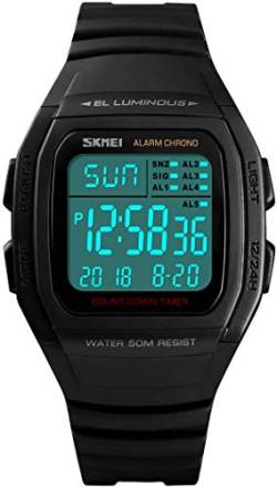 findtime Herren Digital Sport Uhren 5 ATM Wasserdicht Alarm Timer Elektronische Outdoor Armbanduhr von findtime