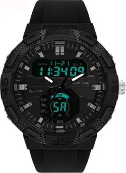 findtime Herren Digital Uhren, Spot Analog Digitaluhr für Männer Jungen 5ATM Wasserdicht Armbanduhr mit LED Beleuchtung 12/24H Wecker Stoppuhr von findtime