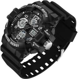 findtime Herren Digitale Armbanduhr Analog Digitaluhr mit Wecker,Stoppuhr Große Uhren für Männer Wasserdicht Sport Silikonarmband von findtime