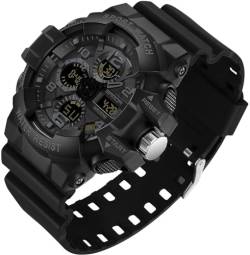 findtime Herren Digitale Armbanduhr Analog Digitaluhr mit Wecker,Stoppuhr Große Uhren für Männer Wasserdicht Sport Silikonarmband von findtime