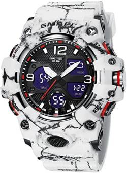 findtime Militär Uhren Herren Digitaluhr 50M wasserdichte Sportuhr Outdoor Tactical Herrenuhr mit Beleuchtung Wecker Kalender Stoßfest Stoppuhr für Männer Jungen Groß (Weiss) von findtime