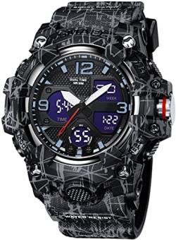 findtime Militär Uhren Herren Digitaluhr 50M wasserdichte Sportuhr Outdoor Tactical Herrenuhr mit Beleuchtung Wecker Kalender Stoßfest Stoppuhr für Männer Jungen Groß von findtime