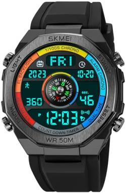 findtime Outdoor Uhr Herren Militär Armbanduhr Digital Uhr mit Schrittzähler Kalorienzähler wasserdichte Sportuhr für Männer Stoppuhr Wecker Coutdown Datum LED Tactical Watch von findtime