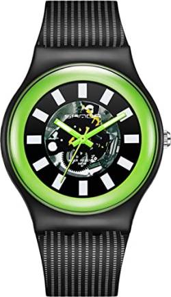 findtime Schwarz Damenuhr Buntes Farbiges Design Armbanduhr für Frauen 7ATM Wasserdicht Sportliche Outdoor Analog Quarzuhr Silikon Grün von findtime