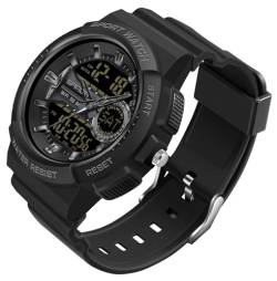 findtime Sportuhr Wasserdicht Digital Analog Uhren Militär Taktische Outdoor Armbanduhr mit LED Alarm Stoppuhr Coole Paar Uhr für Herren Damen Schwarz Weiß Blau Gold, Damen_schwarz von findtime