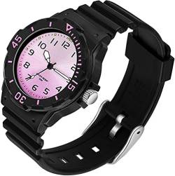 findtime Uhr Damen Analog Quarz Armbanduhr 5ATM wasserdichte Damenuhr Plastik Lichtschluckend Beleuchtend Sportuhr für Frauen Uhren Mädchen Jungen Bunt Kids Watch Schwarz Lila von findtime