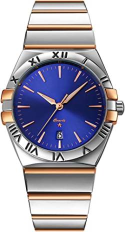 findtime Uhren Herren Edelstahl Armband Analog Quarz Uhr Silber Herrenuhren Elegant Lusxus Armbanduhr für Männer mit Datum von findtime
