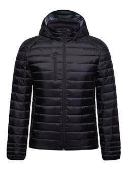 fit space Übergangsjacke Herren Jacke Abnehmbar Kapuze Steppjacke Herren Leichte Winterjacke Stehkragen Daunenjacke Schwarz L von fit space