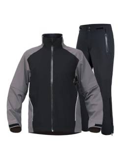 fit space Wasserdichte Golf-Regenanzüge für Herren, Performance-Regenjacken und -hosen für alle Sportarten, Grauer durchgehender Reißverschluss., XL von fit space