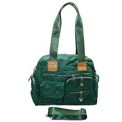flevado Große Damen Schultertasche Handtasche Umhängetasche viel Stauraum Farbe wählbar (Grün) von flevado