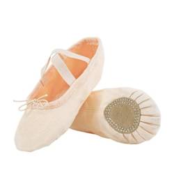 flexdans Ballettschuhe Mädchen und Damen Ballettschläppchen mit Geteilter Ledersohle für Kinder & Erwachsene (511-Rosa-41) von flexdans