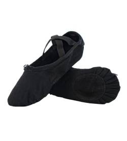 flexdans Ballettschuhe Mädchen und Damen Ballettschläppchen mit Geteilter Ledersohle für Kinder & Erwachsene (511-Schwarz-31) von flexdans