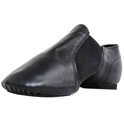 flexdans Jazzschuhe, Slip On Jazz Schuhe Echtes Leder Geteilte Sohle, Tanzpraxis & Performance Jazz Tanzschuhe für Damen Herren F010 Black 32 von flexdans