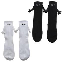 Flintronic Magnetische Socken, 2Paar Hand in Hand Socken, Lustige Magnetische Saugnapf, Magnet Socken 3D Puppes Socken mit Händen, Freundschaftssocken,Unisex Lustige Paare Halten Hände Socken für Paar von flintronic