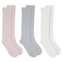 flintronic 3 Paar Kuschelsocken Damen, Wintersocken Flauschige Socken Antiruschsocken, Flauschige Socken, Flauschige Bettsocken aus Korallenfleece, Warme Bettsocken Haussocken von flintronic