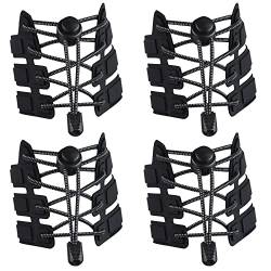 flintronic Elastische Schnürsenkel 4-Pack, mit Schnellverschluss, Einstellbare mit Strong-Verschluss für Erwachsene und Kinder, Herren, Damen (Schwarz) von flintronic