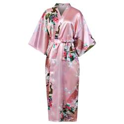 flintronic Kimono Robe Damen, Satin Bademantel, Satin Morgenmantel, mit Gürtel V-Ausschnitt von flintronic