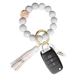 flintronic Schlüsselanhänger Damen Armband Schlüsselbund Silikon Perlen Frauen Armreif, Autoschlüsselanhänger Mehrfarbiges Schlüsselanhänger von flintronic