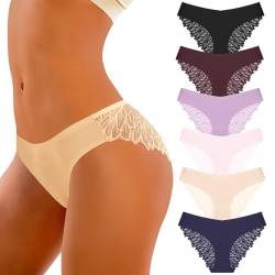 flintronic 6er Pack Nahtlose Unterwäsche, Seamless Unterwäsche, Frauen Unterhosen Spitze, V Waisted Panties Bequem, Mehrpack von flintronic