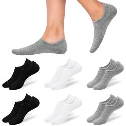 flintronic Sneaker Socken Damen, 6 Paar Füßlinge Damen Herren, No Show Socken mit Rutschfest Silikon, Sneakersocken Unsichtbare Unisex, Kurze Socken Baumwolle Atmungsaktiv 35-38/39-42 von flintronic