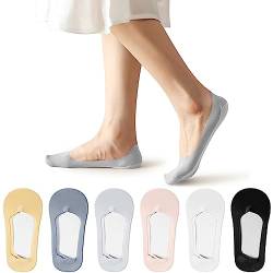 flintronic Unsichtbare Rutschfeste Eisseidensocken, 6 Paar Damen No-Show-Socken mit Rutschfest Silikon, Atmungsaktive Geschnittene Eisseidensocken für Loafer, Sneakers, Flache Schuhe, Bootsschuhe von flintronic