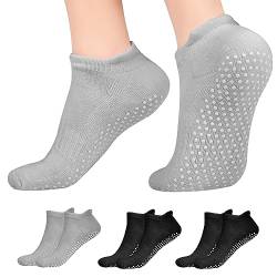 flintronic Yoga Socken, 4 Paare Antirutsch Socken, Rutschfeste Socken Sport für Yoga, Barre, Pilates, Tanz, Barfuß, Trampolin, Zuhause, Krankenhaus für Damen und Herren (Größe 36-40) von flintronic