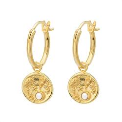 float Damen Gold Ohrringe "Koralle Pearl" aus 925 Sterling Silber und 18 Karat vergoldet von float