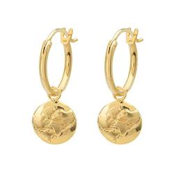 float Damen Gold Ohrringe Ohrhänger "Weltkarte" aus 925 Sterling Silber und 18 Karat vergoldet von float