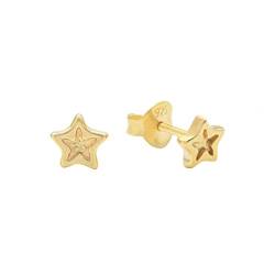 float Damen Gold Ohrstecker Ohrring "Stern" aus 925 Sterling Silber und 18 Karat vergoldet von float