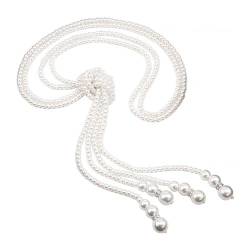 Lange Perlenkette mit Kunstperlen, Kristall-Anhänger, Modeschmuck für Frauen und Mädchen, Valentinstagsgeschenk, zweilagig von floatofly