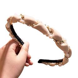 floatofly Weiche Stoff Kätzchen Ohren Haarband Stirnband Kostüm Mädchen Frauen Faux Pearl Stoff Kopf Tragen Haar Reifen DIY Niedlichen Stirnband Haarband Beige von floatofly