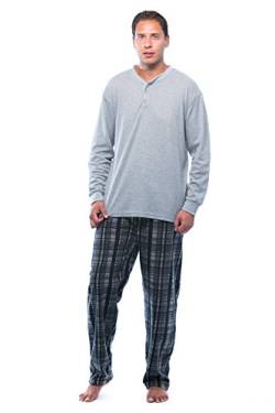 #followme Pyjama-Set für Herren mit Thermo-Henley-Oberteil und Polarfleece-Hose - Grau - XXX-Large von #followme