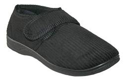 footloose.shoes Orthopädische Herren-Hausschuhe für Diabetiker, leicht zu schließen, breite Passform, mit Riemen, Größen 39-42, Black Ken, 42 EU von footloose.shoes