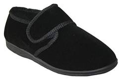 footloose.shoes Orthopädische Herren-Hausschuhe für Diabetiker, leicht zu schließen, breite Passform, mit Riemen, Größen 39-42, Black Zac, 44 EU von footloose.shoes