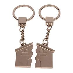 Formano Partnerschlüsselanhänger Schlüsselanhänger 2-tlg. Haus aus versilbertem Zink mit Strass-Steinen 4,5 x 4 cm- Silber von formano