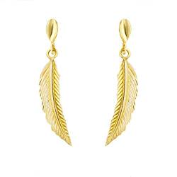 9K Gold Feder-Ohrringe für Damen und Herren | Symbol für Leichtigkeit und Glück | Echtgold 375 von forme di Lucchetta