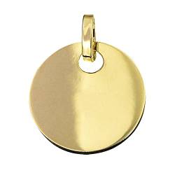 Lucchetta - 14 Karat Gold runden Anhänger Gravurplatte, 16mm Medaille, Echtes Gold Charm für Mädchen Kind ideal für Armbänder und Ketten (bis zu 4mm) von forme di Lucchetta