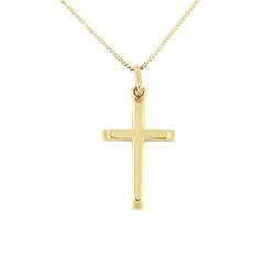 Lucchetta – 14 karat Gold Halskette mit glänzendem Kreuz, Echtgoldkette Damen 585 Gelbgold, Venezianerkette 45 cm von forme di Lucchetta