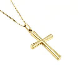 Lucchetta - 585 Gold Halskette mit Kreuz, Damen 14 karat Echtgoldkette 45cm von forme di Lucchetta