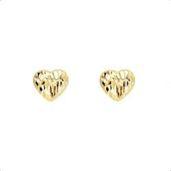 Lucchetta - Herzförmige Ohrringe aus 14 Karat Gelbgold - Lobe Ohrstecker | Gold Ohrringe Damen 585 Echtgold | Hochwertiges Schmuck hergestellt in Italien von forme di Lucchetta