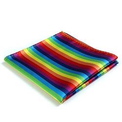 Fortunatever Herren-Krawatte aus massivem Satin, mit Einstecktuch, handgefertigte Krawatten für Herren, mit Geschenkbox, 1 x Regenbogen-Tuch, Medium von fortunatever