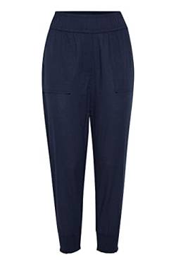 fransa 20609297 Damen Leinenhose Hose Stoffhose mit Bündchen Leinenmix Regular Fit, Größe:L, Farbe:Navy Blazer (193923) von fransa