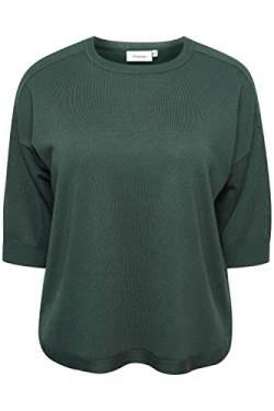 fransa FPALMA Damen Strickshirt T-Shirt Shirt mit 3/4 Ärmeln und abgerundetem Saum, Größe:54/56, Farbe:Jungle Green (195914) von fransa