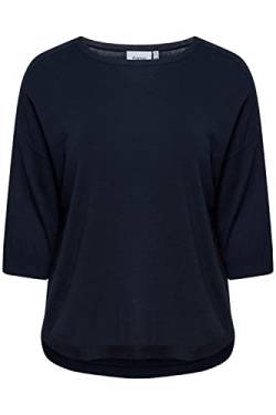 fransa FPALMA Damen Strickshirt T-Shirt Shirt mit 3/4 Ärmeln und abgerundetem Saum, Größe:54/56, Farbe:Outer Space (194009) von fransa