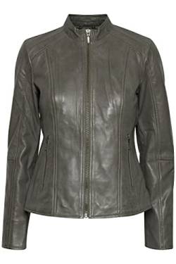 fransa FRBALEATHER Damen Lederjacke Bikerjacke Kunstleder mit Stehkragen Lammleder Leicht Tailliert, Größe:42, Farbe:Hedge (180515) von fransa