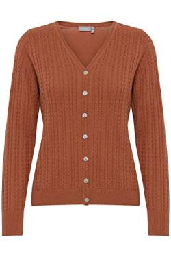 fransa FRBELIVE Damen Strickjacke Feinstrick Cardigan Strickcardigan mit V-Ausschnitt und Knopfleiste, Größe:M, Farbe:Cedar Wood (171525) von fransa